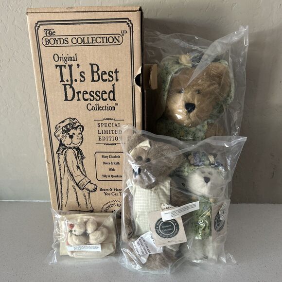 Boyds Bears Limited Edition Mary Elizabeth, Becca & Ruth with Tilly & Quackers
